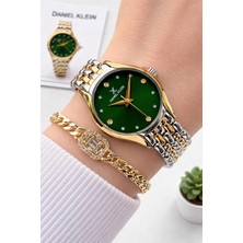 Daniel Klein 2 Yıl Garantili Çelik Kordon 30 mt Suya Dayanıklı Kadın Kol Saati+Bileklik DKK.2.10150-5