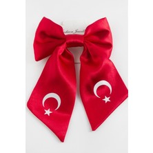 Efna Store Ay Yıldız Temalı Krep Kumaş Sallantılı 23 Nisan,19 Mayıs Bayram Kutlama 13 cm Otomatik Toka 1 Adet