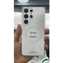 İzel Aksesuar Samsung Galaxy S23 Ultra Sert Pc Sararmaz Magsafe Şeffaf  Kılıf