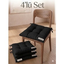 MirayRa Tekstil 4 Adet Bağcıklı Sandalye Minderi Seti 40X40 cm - Kare Mutfak ve Balkon Minderi