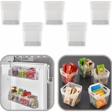 DMR Home Buzdolabı Kapak Içi Raf Organizeri, Banyo Kozmetik Düzenleyici Kap Çok Amaçlı Mini Kutu Seti (5, Şeffaf)