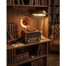 Shopping Area Nostaljik Plak Tasarımlı Bluetooth Radyo | Fm/am 3 Bant Radyo Usb/tf/aux Destekli Şarjlı Radyo