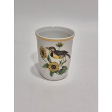 Limoges Kuş Desenli Porselen Bardak 8x6,5cm