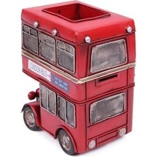 DMR Home Otantik Çarşı Dekoratif Metal Araba Londra Şehir Otobüsü Kalemlik 1010E-2060-1