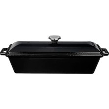 DMR Home Lava Döküm Ekmek Kabı/terrine, 11X29 Cm, Siyah