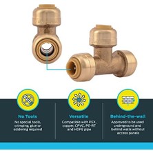 DMR Home 1/4 Inç (3/8 Inç Od) Tee, Pirinç Tesisat Bağlantısı Bağlantısı Için Itin, Pex Boru, Bakır, Cpvc, Pe-Rt, Hdpe, U358LFA