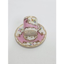 Hasyılmaz Çiçek Desenli Pembe Porselen Kahve Fincan Takımı