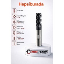 Mrt Teknik 10 mm 100 Boy Helis Boyu 50 Karbür Parmak Freze Z4 Chatter Free Alcrn Kaplama Helis 35°/38° Weldon Pahlı Köşe Cnc Freze Ucu