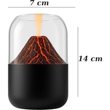 DMR Home Mini Volkan Alev Efektli Aromaterapi Hava Nemlendirici – 14X7 cm USB Şarjlı Renk Değiştiren LED Işıklı Masa Üstü Difüzör