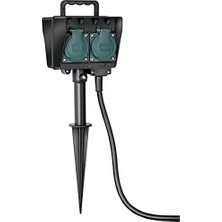 DMR Home Bahçe/dış Mekan Prizi, 4'lü, Toprak Kazıklı (Hava Şartlarına Dayanıklı Plastik, Dış Mekan Prizi, Su Geçirmez Gövdeli, Kablo 10 M) Siyah