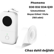 DMR Home Phomemo (1 Rulo) 12X40MM/160ADET Beyaz Etiket D30/Q30