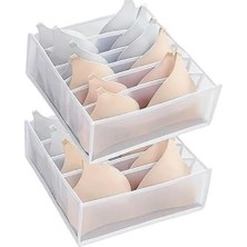 DMR Home 2 Adet 8 Bölmeli Şeffaf Sütyen Düzenleyici 38X30X11CM Pvc Kenarlı