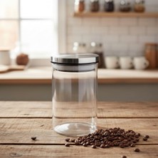 DMR Home 450ML Vakumlu Metal Kapaklı Borosilikat Cam Kavanoz (8.5CM*12CM) 1 Adet