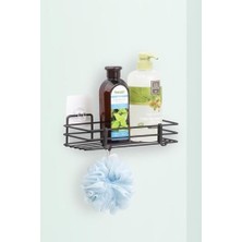 DMR Home Ömür Boyu Paslanmaz Yapışkanlı Banyo Düzenleyici Şampuanlık Duş Rafı Siyah MGS-718