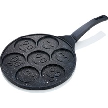 Big Chef Alüminyum Döküm Granit Pankek Tavası 26 cm Gri Yapışmaz Kaplama ile Dayanıklı