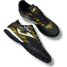 Güneş Ayakkabı 640 Powerfull Çorapsız Halısaha Ayakkabı Siyah Altın Desenli