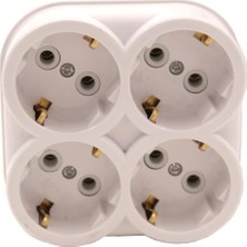 DMR Home Dörtlü Topraklı Priz Duvar Tipi Çoklayıcı Fiş, Beyaz Renk, 16A 250 Volt,de-Pa