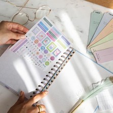 DMR Home A5 Spiralli Sert Kapak Lastikli Çizgili Tarihsiz Not Defteri Kırmızı Pembe Gradient