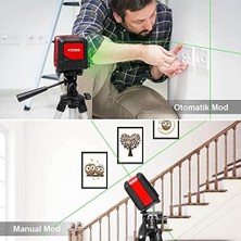 DMR Home KBL91G 30 Metre Profesyonel Yatay ve Dikey Otomatik Hizalamalı Yeşil Çapraz Çizgi Lazer Distomat, Kırmızı/siyah