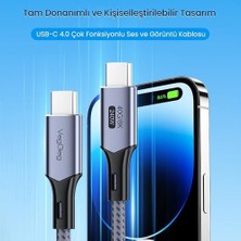 DMR Home Veggieg USB 4.0 E-Mark 240W 40GBPS Thunderbolt 4 8k 60Hz Type-C Görüntü Hızlı Şarj ve Data Kablosu 50 cm