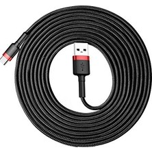 DMR Home Cafule Serisi 2A 3 Metre Örgü Tasarım Type-C Data Şaj Kablosu Siyah