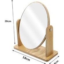 DMR Home Gaman Masaüstü Oval Ayna Ayarlanabilir Makyaj Aynası Masaüstü Ahşap Ayna Özel Tasarımlı Ahşap Retro