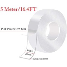 DMR Home 5m Çift Taraflı Bant Ekstra Güçlü Yıkanabilir Ince Nano Bant, Halı, Ev, Mutfak, Araba Veya Ofis Için Şeffaf ve Çıkarılabilir Çift Taraflı Bant