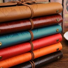 DMR Home Retro Yapraklı Not Defteri, Klasik Pu Deri Kapak, Seyahat Defteri, Travel Journal, Günlük, Seyahat Günlüğü, Doldurulabilir Eskiz Defteri,, 105 x 145 mm