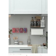 DMR Home Yapışkanlı Raflı Kağıt Rulo Havluluk Peçetelik Solo Kağıtlık Banyo Mutfak Düzenleyici Raf Siyah Shr Siyah 25 x 15