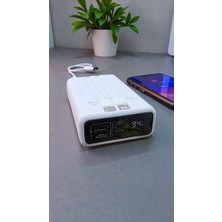 DMR Home H002 20000 Mh Pd 30W ve USB 22.5W Fast Hızlı Şarj Dahili Type C ve Lightning Kablolu Dünya Standartlarına Uygun Polymer Batarya Birebir Amper Powerbank (Beyaz)