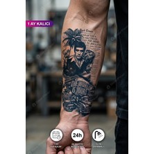 Bear & Pear 1 Ay Kalıcı Tony Montana Geçici Dövme Scarface Dövmesi Yaralı Yüz Tattoo