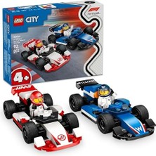 DMR Home City F1 Williams ve Haas F1 Yarış Arabaları 60464-4 Yaş ve Üzeri Çocuklar Için 2 F1 Pilotu Minifigürü Içeren Yaratıcı Oyuncak Yapım Seti, Doğum Günü Hediyesi (92 Parça)