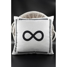 DMR Home Sonsuz Sembollü Kırlent Kılıfı Kadife 43X43 cm Çift Taraflı Sonsuzluk Kedi Desenli Evlilik Teklifi