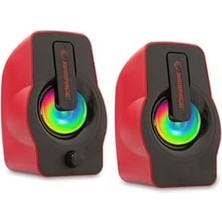 DMR Home Rms-G7 Falsetto 2.0 6 Watt Rgb Ledli Kırmızı Multimedia Gaming USB Speaker