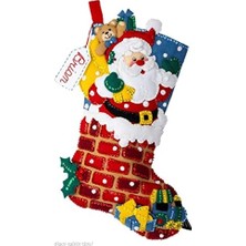 DMR Home Bucilla Keçe Aplike Çorap Seti, Jolly Chimney 18" Keçe Aplike Çorap Yapma Seti, 89543E