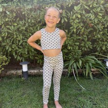 Whynot Yıldız Desenli Kız Çocuk Tayt Crop Takım, Yazlık Spor ve Günlük Kombin