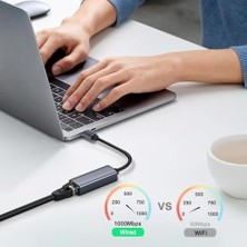 DMR Home MT76 Mac Windows Uyumlu Type-C To 1000MBPS Ethernet Çevirici Adaptör Metal Kasa