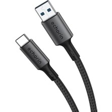 DMR Home USB 3.0 Usb-A'dan Usb-C'ye 15W Pd Hızlı Şarj 5V3A Yüksek Kaliteli Alüminyum Örgülü Kablo 5gbps 1 Metre (Gri)