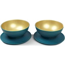 DMR Home Tatlı Kasesi (2) 275 ml Turkuaz/altın Tatlı Kasesi