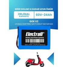 Electroll Goe X2 Batarya (Standart Kapasite) Lifepo4 60V 24AH Elektrikli Motosiklet Bataryası