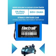 Electroll Stmax Vintage Car Batarya (Standart Kapasite) Lifepo4 60V 24AH Elektrikli Motosiklet Bataryası