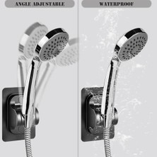 DMR Home 2'li Set Ayarlanabilir Kendinden Yapışkanlı Duş Başlığı Askısı, Siyah Duvara Monte Duş Başlığı Tutucu, Matkap Gerektirmez Sabit Braket, Suya Dayanıklı Banyo Duş Başlığı Sabitleyici Aksesuar