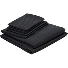 DMR Home Stripe ÇIZGILI%100 Pamuk Nevresim Takımı, Siyah, Size