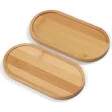 DMR Home Bambu Yağlık Şişesi Altlığı, Mutfak Yağdanlık Koyma Standı, Şık Tasarım Yağlık Altlık 2 Adet (Oval)
