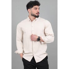 Stil Kombin Düğme Detay Premium Yazlık Uzun Kol Gömlek Qcm 6727_40419