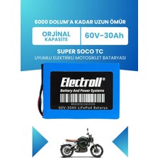 Electroll Super Soco Tc Batarya (Standart Kapasite) Lifepo4 60V 30AH Elektrikli Motosiklet Bataryası