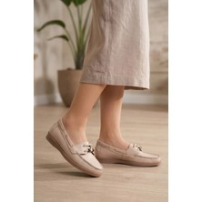 Ayakkabı Fuarı Elit MY-613 Kadın Hakiki Deri Casual Ayakkabı Bej