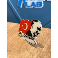 Ozcmax Atatürk Portresi 3D Türk Bayrağı Masaüstü Dekor Atatürk Imzalı Şık Hatıra & Ofis Süsü - Hediyelik
