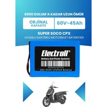 Electroll Super Soco Cpx Batarya (Standart Kapasite) Lifepo4 60V 45AH Elektrikli Motosiklet Bataryası