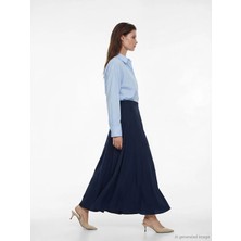 LC Waikiki Lcw Modest Lacivert Beli Fermuarlı Kloş Etek